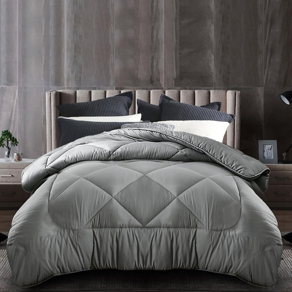 200/400 / 700GSM Grey Bamboo Microfiber Microfibre Quilt Duvet Cover Doona Winter Summer (400GSM, King)
