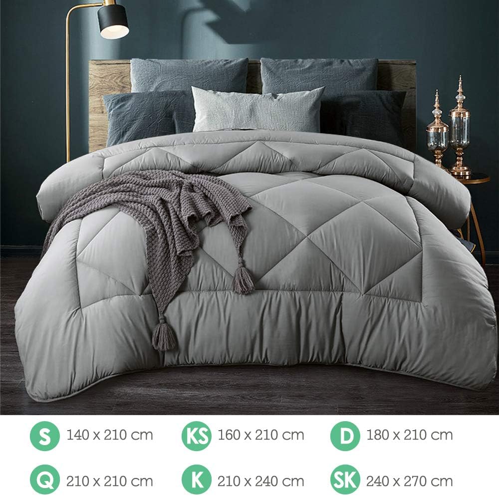 200/400 / 700GSM Grey Bamboo Microfiber Microfibre Quilt Duvet Cover Doona Winter Summer (400GSM, King)