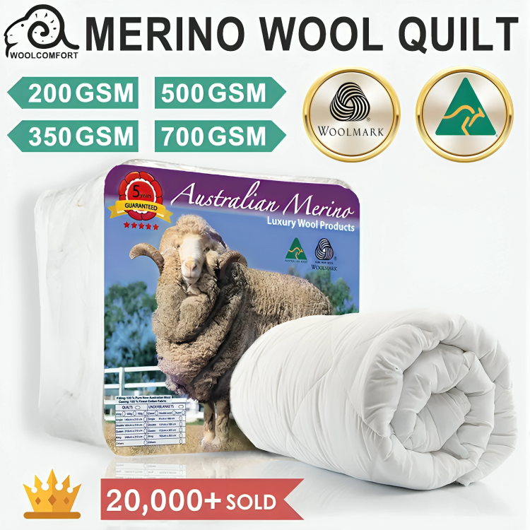 Ultimate All-Season 100% Merino Wool Quilt - Summer & Winter Comfort