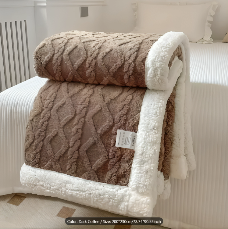 Double-Sided Fleece Bed Throw Blanket