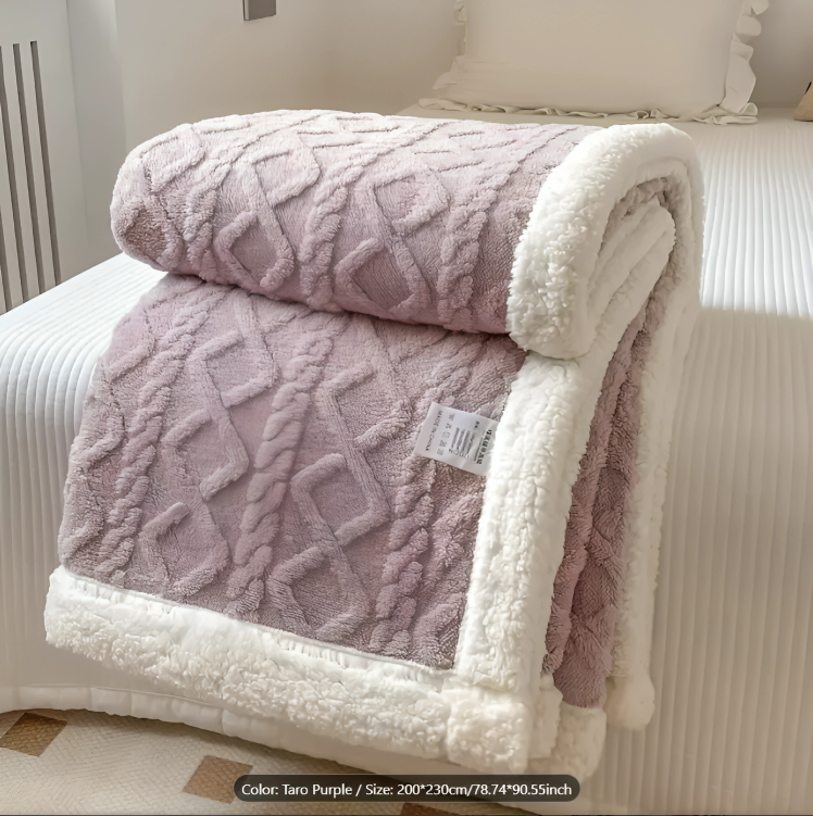Double-Sided Fleece Bed Throw Blanket