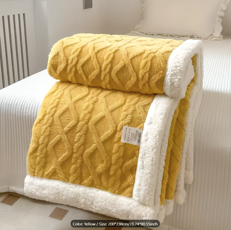 Double-Sided Fleece Bed Throw Blanket